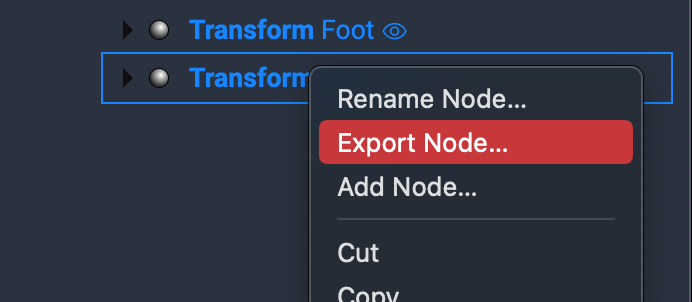 Export Node in Outline Editor