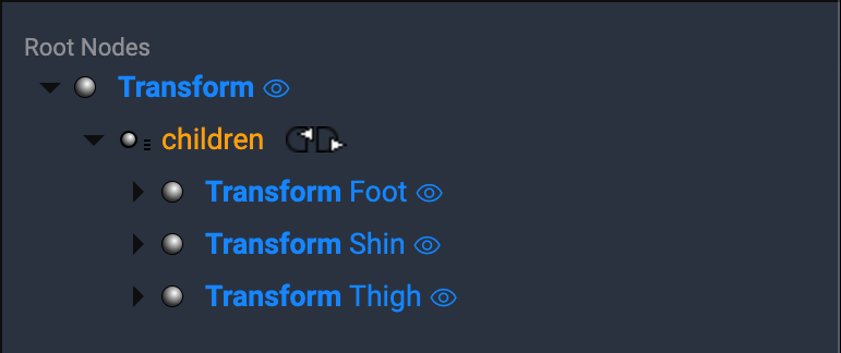foot, shin, thigh in group in Outline Editor