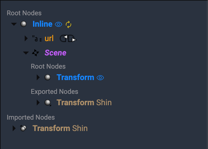 Imported Node in Outline Editor